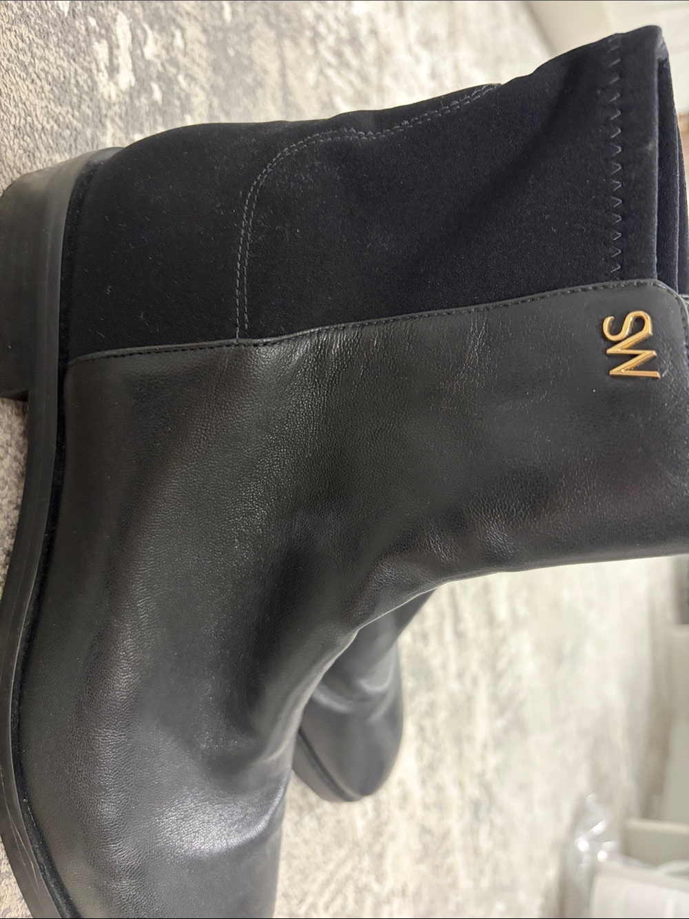 Stuart Weitzman Black Leather & Suede Ankle Booties